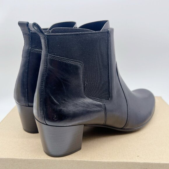 Ecco Shape 35 Black Leather Chelsea Boots Low Heel Womens EU 39 US 8- 8.5 - Picture 7 of 11